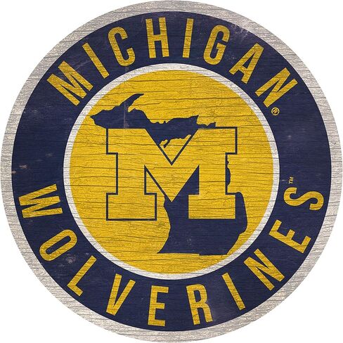 Fan Creations Michigan Wolverines 12" Circle with State and Team Logo Wood Sign in Saudi Arabia