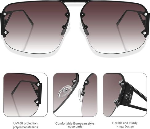 نظارات شمسية ريترو معدنية بدون إطار - إطارات أنيقة للرجال والنساء in Kuwait