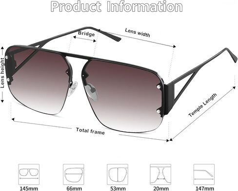 نظارات شمسية ريترو معدنية بدون إطار - إطارات أنيقة للرجال والنساء in Kuwait