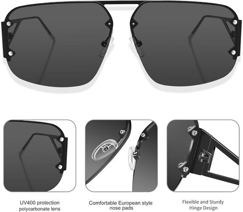 Retro Metal Rimless Aviator Sunglasses – Stylish Frames for Men and Women in Saudi Arabia