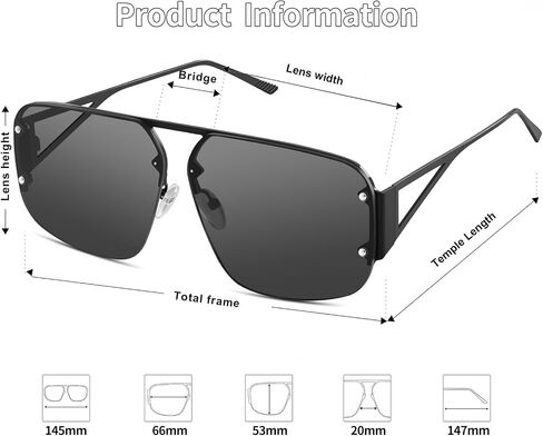 Retro Metal Rimless Aviator Sunglasses – Stylish Frames for Men and Women in Saudi Arabia