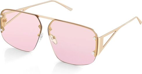 Retro Metal Rimless Aviator Sunglasses – Stylish Frames for Men and Women in Saudi Arabia