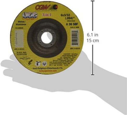 مواد كاشطة CGW 45222 6X3/32(094) X7/8 T27 A36S قطع راتينج WHLS رفيعة in Saudi Arabia