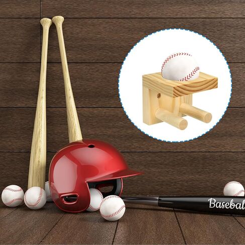 PATIKIL Baseball Bat Holder, Baseball Wall Mount Bat Holder Sports Display Wall Mount Softball Storage Stick by Wood in Saudi Arabia