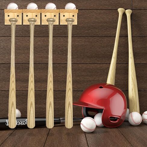 PATIKIL Baseball Bat Holder, Baseball Wall Mount Bat Holder Sports Display Wall Mount Softball Storage Stick by Wood in Saudi Arabia