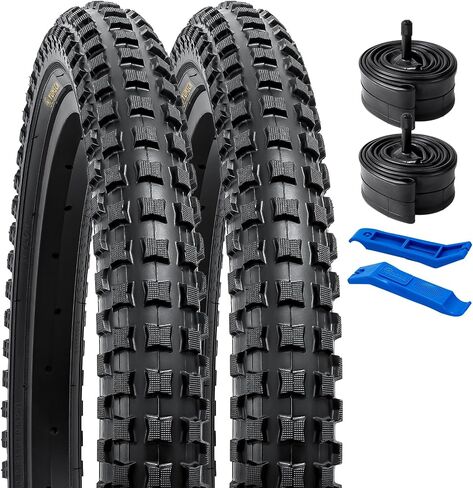 YUNSCM 2-PCS 20 بوصة إطارات الدراجة 20x2.25/58-406 و20 بوصة أنابيب الدراجة صمام شريدر متوافق مع الدراجة الجبلية/الطرق الوعرة 20x2.20 20x2.25 20x2.30 إطارات وأنابيب الدراجات (P-1098) in Saudi Arabia