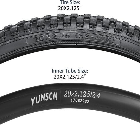 YUNSCM 2-PCS 20 بوصة إطارات الدراجة 20x2.25/58-406 و20 بوصة أنابيب الدراجة صمام شريدر متوافق مع الدراجة الجبلية/الطرق الوعرة 20x2.20 20x2.25 20x2.30 إطارات وأنابيب الدراجات (P-1098) in Saudi Arabia