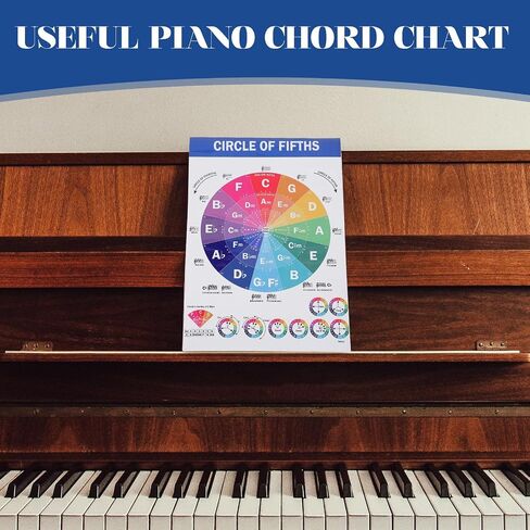 VICASKY Piano Chord Scale Guitar Reference Poster Musical Gifts Guitar Gifts Picture Gifts Guitar Poster Practice Chart Piano Accessories Chords Chart for Piano Player Flip Chart Hand Gift in Saudi Arabia