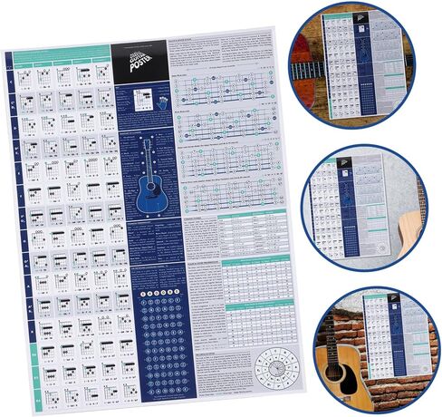 VICASKY Piano Chord Scale Guitar Reference Poster Musical Gifts Guitar Gifts Picture Gifts Guitar Poster Practice Chart Piano Accessories Chords Chart for Piano Player Flip Chart Hand Gift in Saudi Arabia