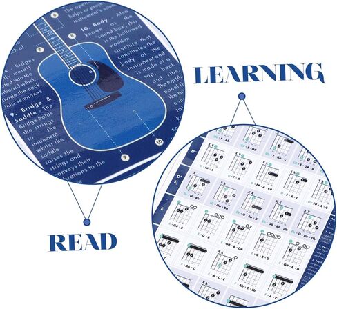 VICASKY Piano Chord Scale Guitar Reference Poster Musical Gifts Guitar Gifts Picture Gifts Guitar Poster Practice Chart Piano Accessories Chords Chart for Piano Player Flip Chart Hand Gift in Saudi Arabia