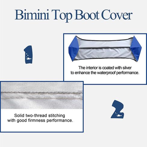 غطاء حذاء علوي من Bimini، مناسب لأغطية Bimini ذات القوس 3-4، غطاء بديل لقارب التخزين مقاوم للماء، (رمادي M: 56-76 بوصة) in Kuwait