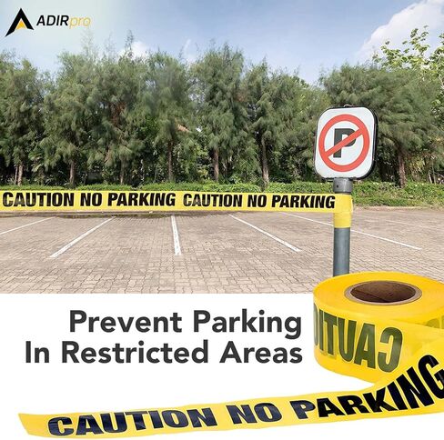 بكرة شريط تحذير من Adir، بطول 300 قدم - شريط أصفر ساطع مقاس 3 بوصات عالي الوضوح مع طباعة سوداء جريئة - شريط تحذير من عدم ركن السيارات للبناء وشركات المرافق وإنفاذ القانون in Kuwait