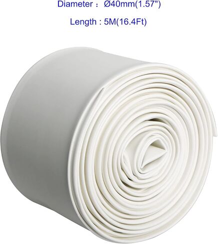 40mm ID White Heat Shrink Tubing Shrinkable Tube 5M(16.4Ft) 1pcs in Saudi Arabia