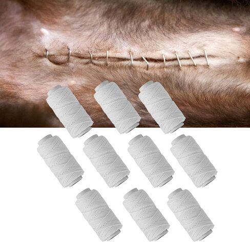 Zerodis 10 بكرات خط خياطة بيطري، رقم 12 خيط خياطة جراحي للدواجن لخنازير الماشية والأغنام وحيوانات التربية الأخرى in Kuwait