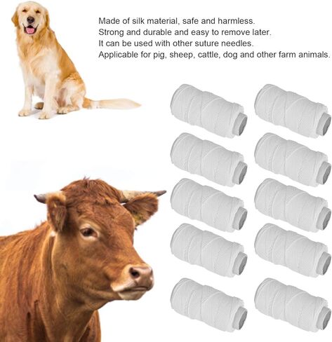 Zerodis 10 بكرات خط خياطة بيطري، رقم 12 خيط خياطة جراحي للدواجن لخنازير الماشية والأغنام وحيوانات التربية الأخرى in Kuwait