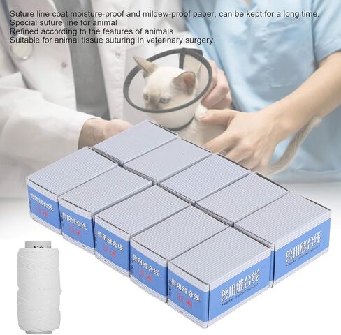 Zerodis 10 بكرات خط خياطة بيطري، رقم 12 خيط خياطة جراحي للدواجن لخنازير الماشية والأغنام وحيوانات التربية الأخرى in Kuwait