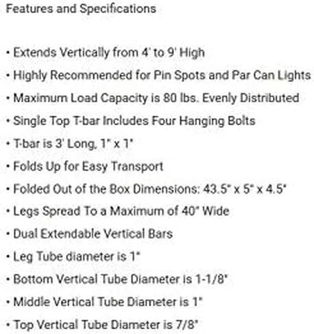 Odyssey LTP6 9' Tall Tripod Stand with 8-Bolt T-Bar, Black in Saudi Arabia