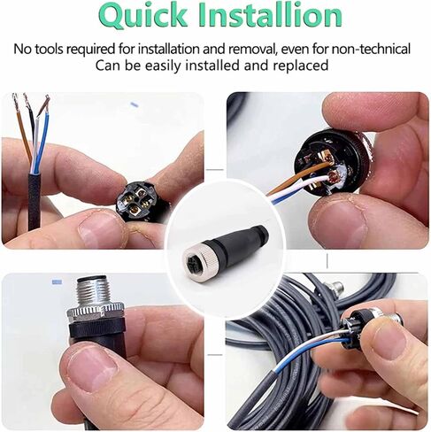 2 Pcs Plug M12 4 Pin A-Coding Plastic Shell Female Plug Screw-Joint for Cable, Field Assembly Wireable Connector Straight Male Assemble Type Plug Unshiled IP67 Industrial Sensor Plug Adapter in Saudi Arabia