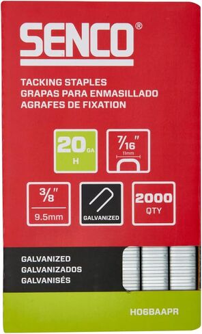 SENCO H06BAAPR 3/8" 20 Gauge 7/16" Crown Tacking Staples, Galvanized Finish 1,000 Count Pack in Saudi Arabia