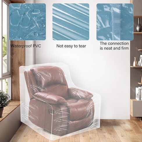 2 Pcs Plastic Chair Covers Protectors,Waterproof Plastic Recliner Cover Anti Cat Dog Scratching,Heavy Duty Plastic furniture covers for Moving (2pcs) in Saudi Arabia