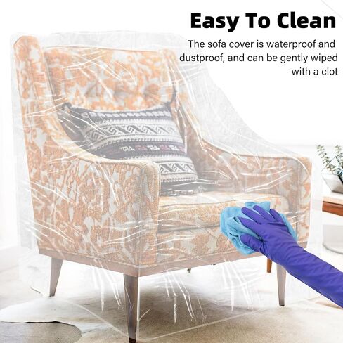 2 Pcs Plastic Chair Covers Protectors,Waterproof Plastic Recliner Cover Anti Cat Dog Scratching,Heavy Duty Plastic furniture covers for Moving (2pcs) in Saudi Arabia