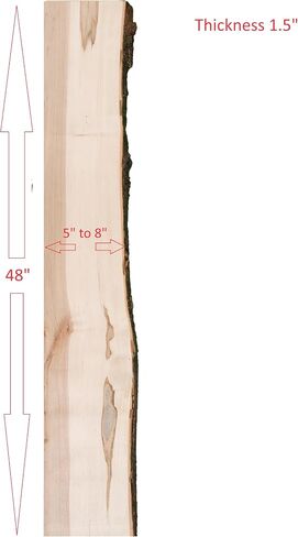 Live Edge Rustic Maple Shelf, 4 Feet Long, 1.5"" Varying 5-8 Inches Wide, Adds Character to Any Room, 47001 in Saudi Arabia