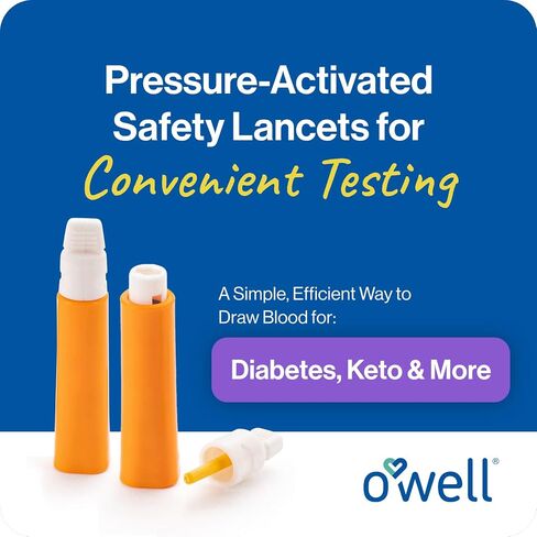 Disposable Safety Lancets for Diabetes Testing – 21G x 2.5mm, Preloaded Sterile Lancet Needles – Compact Keto & Diabetic Lancets with a Twist-Off Lid for Easy Blood Testing Anywhere by OWELL, 100 Ct in Saudi Arabia