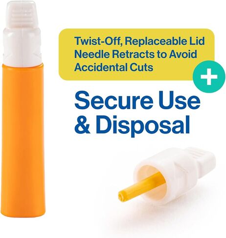 Disposable Safety Lancets for Diabetes Testing – 21G x 2.5mm, Preloaded Sterile Lancet Needles – Compact Keto & Diabetic Lancets with a Twist-Off Lid for Easy Blood Testing Anywhere by OWELL, 100 Ct in Saudi Arabia