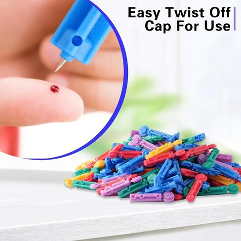 blood Lancets, Single use, 30 Gauge Twist top Lancets for Diabetes Testing, Fits Most Lancing Devices for Blood Sugar Kit and Glucose Meter - 310 Count per box - Multi-color in Saudi Arabia