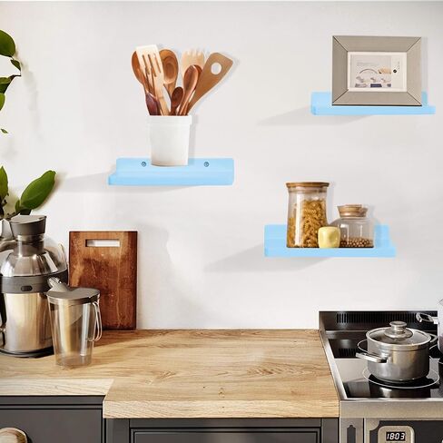 Small Floating Shelf,5 x 8.5 Inch,Set of 3 Small Wall Shelf for Bedroom Living Room Bathroom Kitchen Office (Black) in Saudi Arabia