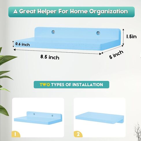 Small Floating Shelf,5 x 8.5 Inch,Set of 3 Small Wall Shelf for Bedroom Living Room Bathroom Kitchen Office (Black) in Saudi Arabia