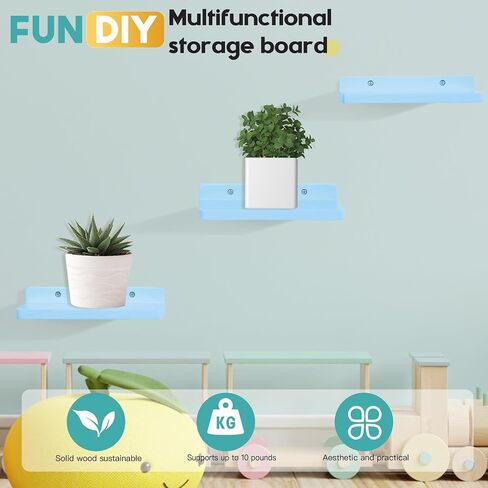 Small Floating Shelf,5 x 8.5 Inch,Set of 3 Small Wall Shelf for Bedroom Living Room Bathroom Kitchen Office (Black) in Saudi Arabia