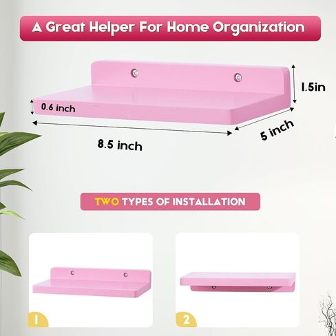 Small Floating Shelf,5 x 8.5 Inch,Set of 3 Small Wall Shelf for Bedroom Living Room Bathroom Kitchen Office (Black) in Saudi Arabia