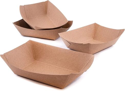 Angel's Peel Lounge Disposable Paper Food Tray - Recyclable Kraft, Fully Biodegradable Trays- Picnics, Carnivals, Camping Trays- Food Serving Tray Holds Hot and Cold Food 1Lb (Pack of 100) in Saudi Arabia