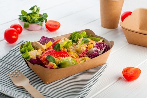 Angel's Peel Lounge Disposable Paper Food Tray - Recyclable Kraft, Fully Biodegradable Trays- Picnics, Carnivals, Camping Trays- Food Serving Tray Holds Hot and Cold Food 1Lb (Pack of 100) in Saudi Arabia