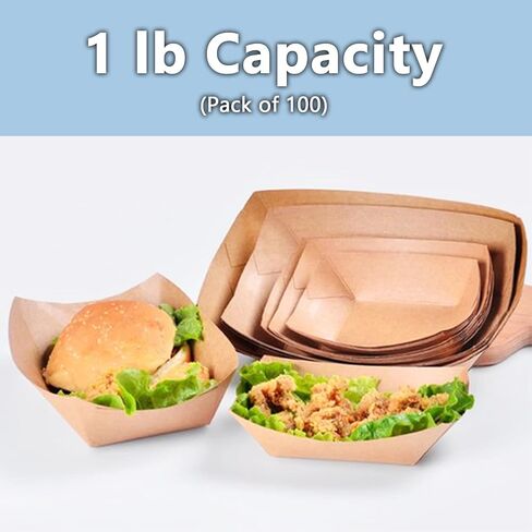 Angel's Peel Lounge Disposable Paper Food Tray - Recyclable Kraft, Fully Biodegradable Trays- Picnics, Carnivals, Camping Trays- Food Serving Tray Holds Hot and Cold Food 1Lb (Pack of 100) in Saudi Arabia