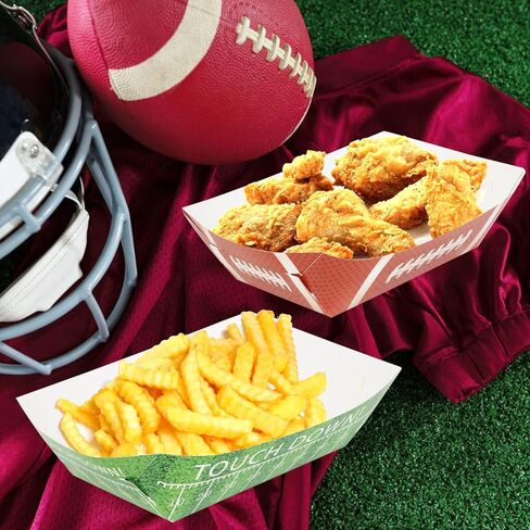 100 حزمة من صواني الطعام الورقية لحفلات كرة القدم 2 رطل، صواني ناتشو للوجبات الخفيفة، صواني حامل الحلوى، لوازم الحفلات الرياضية، 2 نمط من القوارب للاستعمال مرة واحدة، صينية تقديم الطعام للطعام والتوابل والكرنفالات in Kuwait