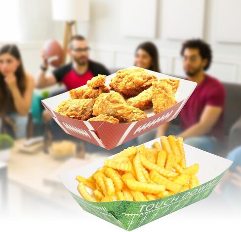 100 حزمة من صواني الطعام الورقية لحفلات كرة القدم 2 رطل، صواني ناتشو للوجبات الخفيفة، صواني حامل الحلوى، لوازم الحفلات الرياضية، 2 نمط من القوارب للاستعمال مرة واحدة، صينية تقديم الطعام للطعام والتوابل والكرنفالات in Kuwait