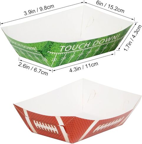 100 حزمة من صواني الطعام الورقية لحفلات كرة القدم 2 رطل، صواني ناتشو للوجبات الخفيفة، صواني حامل الحلوى، لوازم الحفلات الرياضية، 2 نمط من القوارب للاستعمال مرة واحدة، صينية تقديم الطعام للطعام والتوابل والكرنفالات in Kuwait