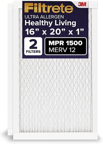 فلتر هواء فرن تيار متردد 16 × 20 × 1، MERV 12، MPR 1500، صديق للربو والحساسية، فلتر تنظيف هواء إلكتروستاتيكي مطوي لمدة 3 أشهر، عبوتان (الحجم الفعلي 15.69 × 19.81 × 0.78 بوصة) in Saudi Arabia