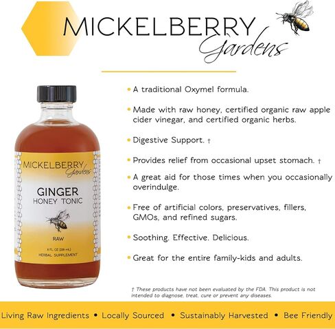 Mickelberry Gardens Ginger Honey Digestive Support Spray - Natural Digestion Support - Organic Ginger Root Herbal Supplement, 2 Ounces (Pack of 2) in Saudi Arabia