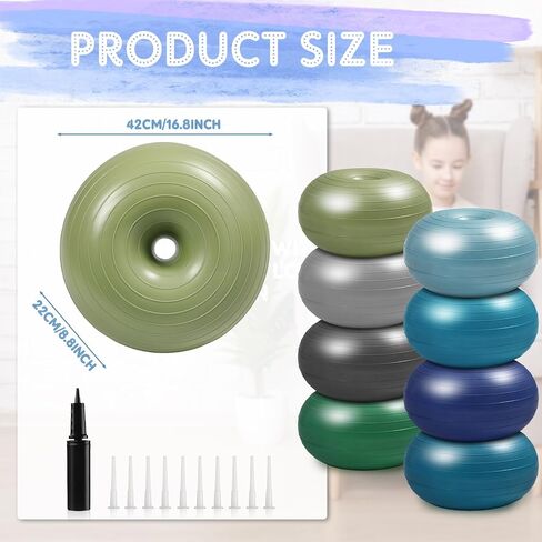Wettarn 8 Pcs Flexible Seating for Classroom Inflatable Donut Ball Chair with Hand Pump Elementary Yoga Ball with Black Inflator Floor Cushion for Kids Student Exercise Balance Training in Saudi Arabia