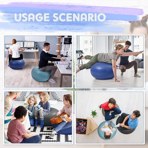 Wettarn 8 Pcs Flexible Seating for Classroom Inflatable Donut Ball Chair with Hand Pump Elementary Yoga Ball with Black Inflator Floor Cushion for Kids Student Exercise Balance Training in Saudi Arabia