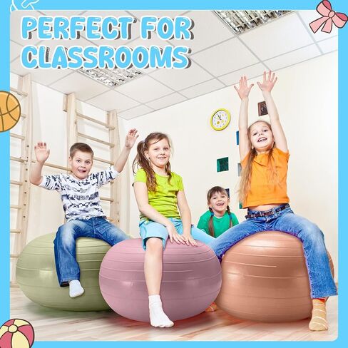 Wettarn 8 Pcs Flexible Seating for Classroom Inflatable Donut Ball Chair with Hand Pump Elementary Yoga Ball with Black Inflator Floor Cushion for Kids Student Exercise Balance Training in Saudi Arabia