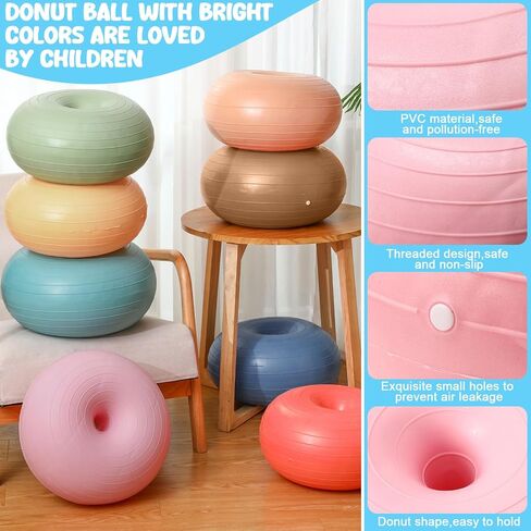 Wettarn 8 Pcs Flexible Seating for Classroom Inflatable Donut Ball Chair with Hand Pump Elementary Yoga Ball with Black Inflator Floor Cushion for Kids Student Exercise Balance Training in Saudi Arabia