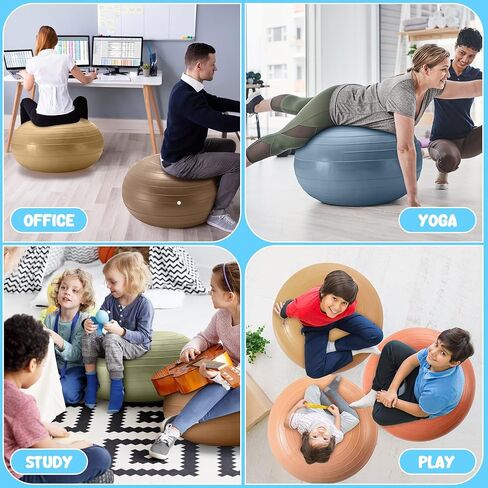 Wettarn 8 Pcs Flexible Seating for Classroom Inflatable Donut Ball Chair with Hand Pump Elementary Yoga Ball with Black Inflator Floor Cushion for Kids Student Exercise Balance Training in Saudi Arabia