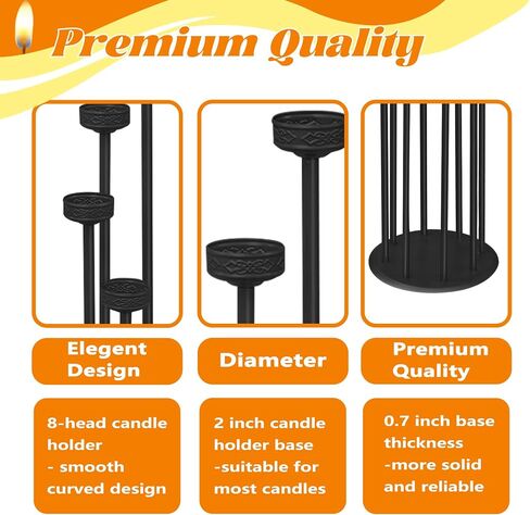 Black Candelabra Candle Holder 46" Height, Candle Holder 9 Arm, Floor Candle Holders, Candelabra for Wedding Party Decoration in Saudi Arabia