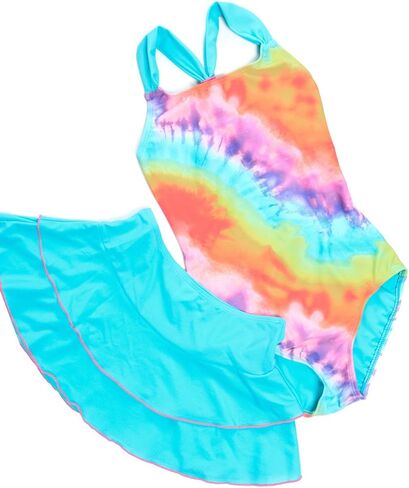 BELLOO Girls Swimsuit with Dress Criss Cross Back Swimwear Two Pieces Bathing Suits for Girl 5-13 Years in Saudi Arabia