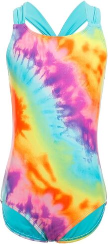 BELLOO Girls Swimsuit with Dress Criss Cross Back Swimwear Two Pieces Bathing Suits for Girl 5-13 Years in Saudi Arabia