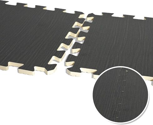 بساط تمرين ألغاز سميك 3/8 بوصة من CAP Barbell بنمط خشبي، 12 قدم مربع، نمط خشبي داكن (MT-1112DB) in Saudi Arabia